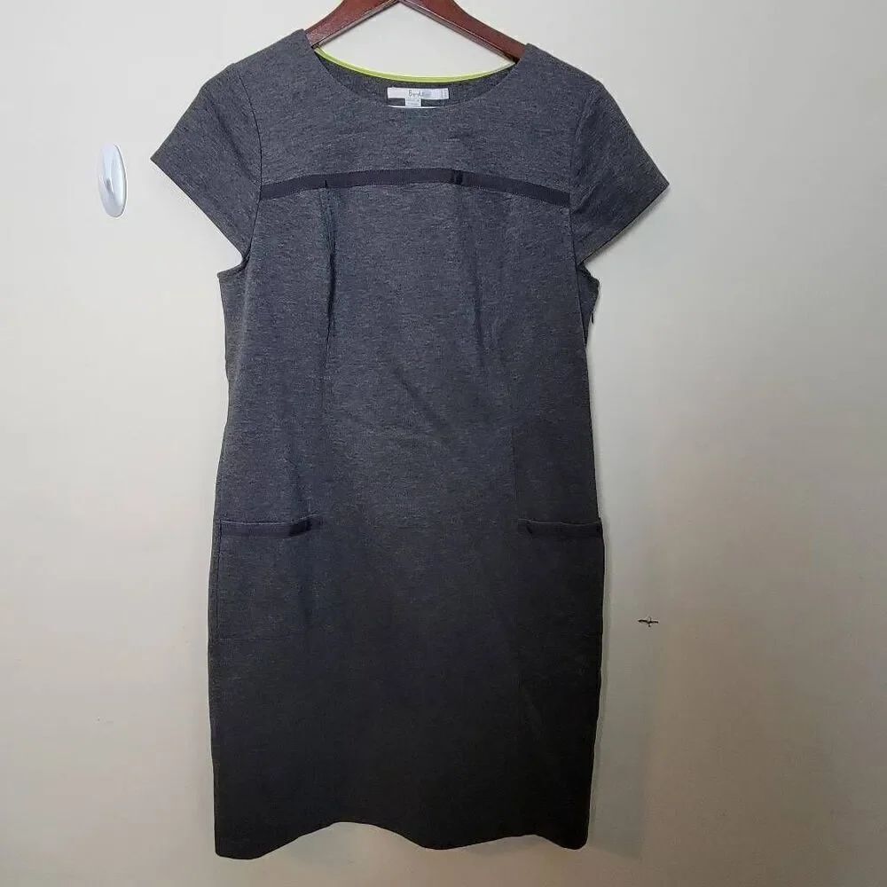 Boden Paddington Cotton & Modal Ponte Knit Pocket Detail Sheath Dress in Charcoa